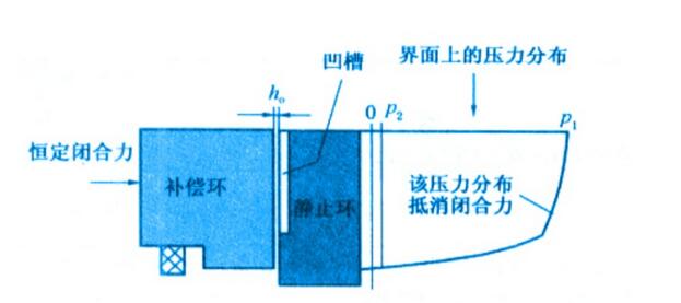 圖1中表示是在零轉(zhuǎn)速、間隙為h的條件之下的密封端面間隙的膜壓分布曲線