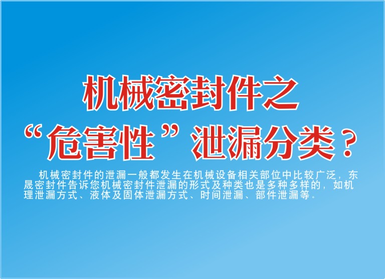 機(jī)械密封件之“危害性”泄漏分類(lèi)？